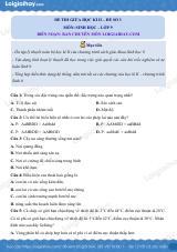Đề kiểm tra giữa kì 2 Sinh 9 - Đề số 3 có lời giải chi tiết